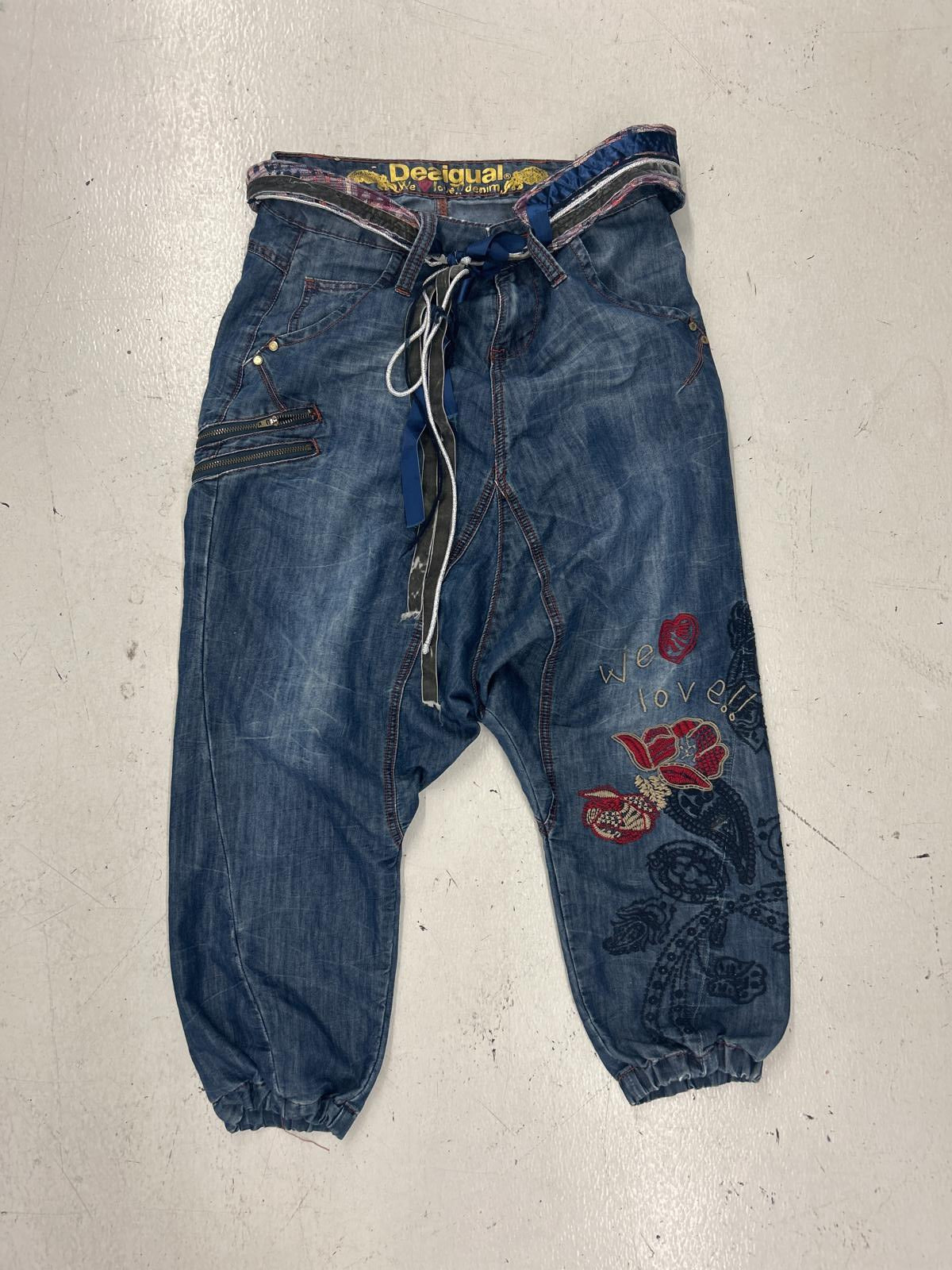 Y2K Hipster Desigual Unique Floral Design Denim Pants