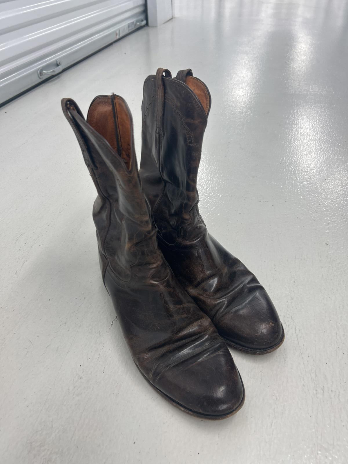 Lucchese Vintage Brown Leather Western Cowboy Boots