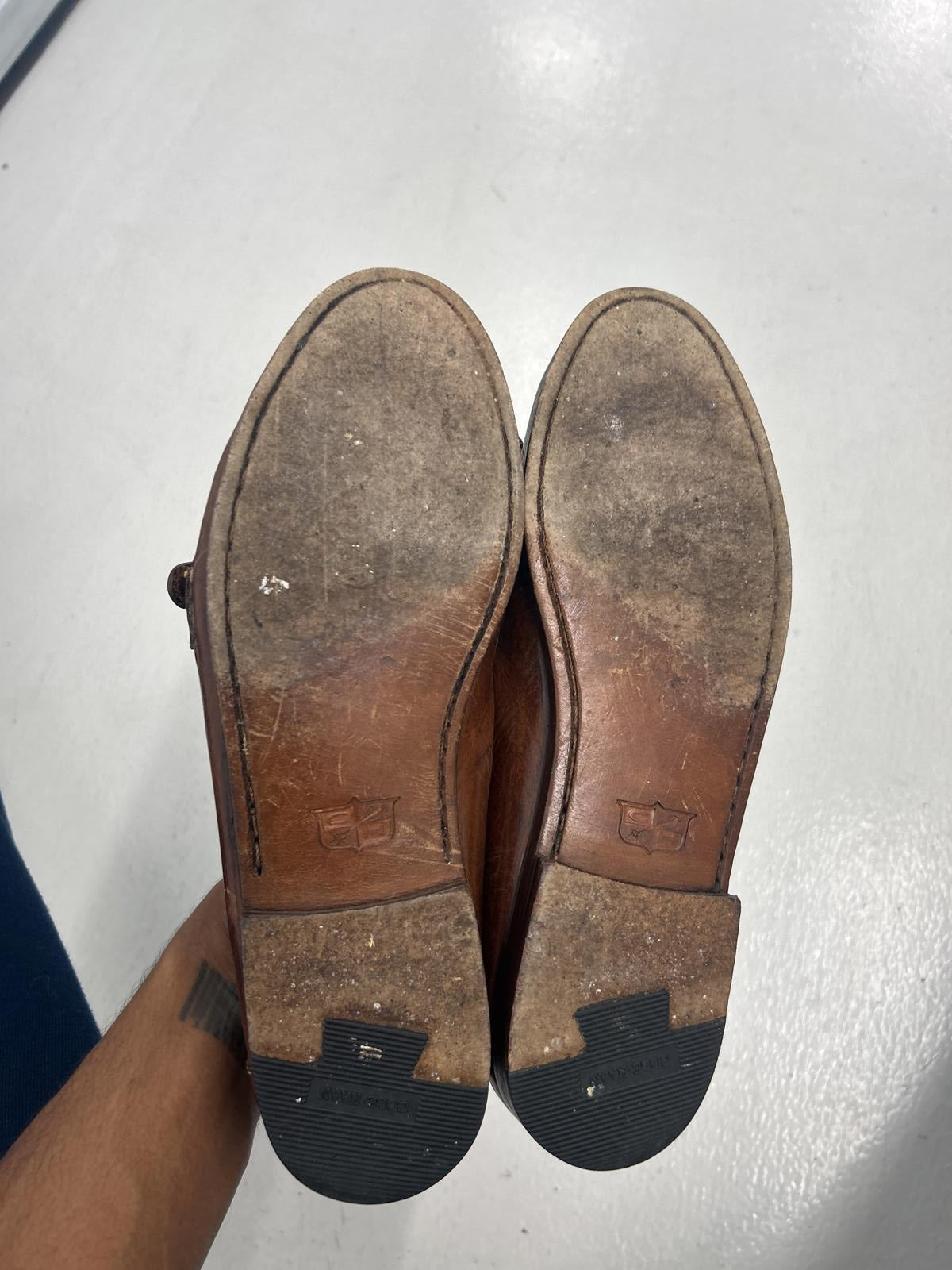 Vintage Cole Haan Brown Leather Moccasin Flats with Fringe