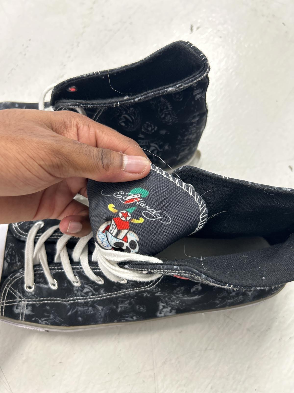 Ed Hardy Black High-Top Sneakers - Unique Design