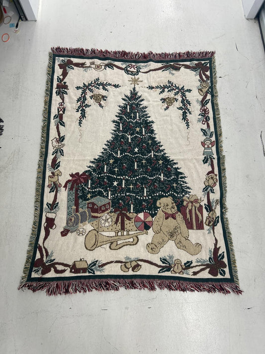 Vintage Christmas Tree Tapestry Throw Blanket