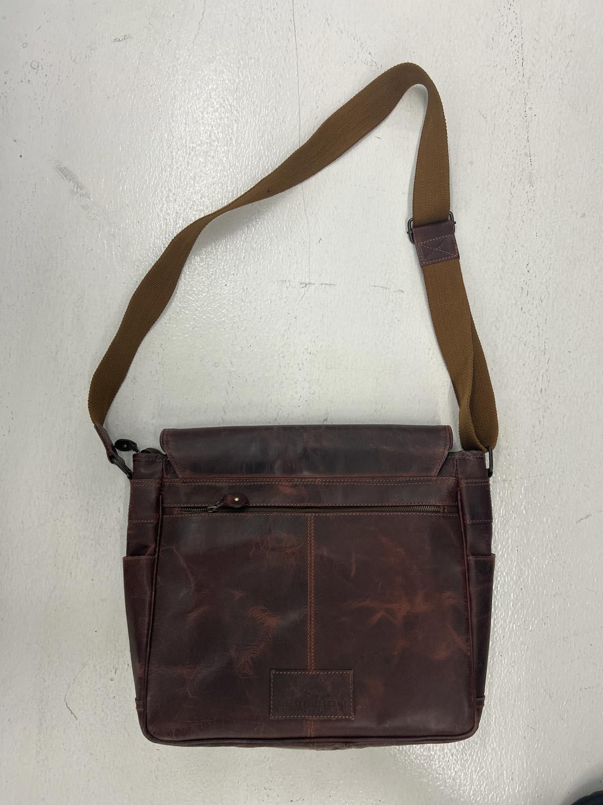 Levinson Leather Goods Messenger Bag - Durable Brown Leather