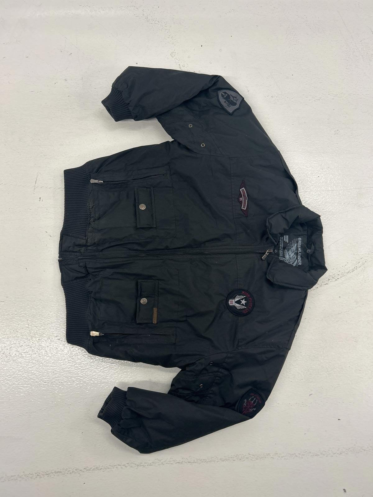 Stylish Black Aviator Bomber Jacket with Patches