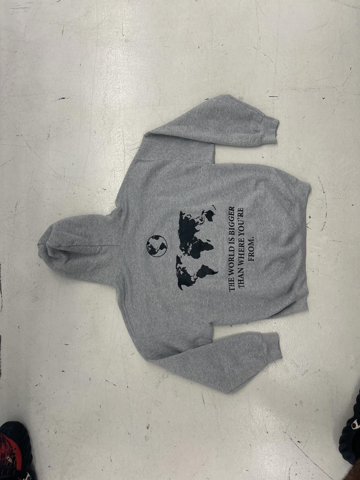 Global Map Graphic Hoodie - Grey, Size XL