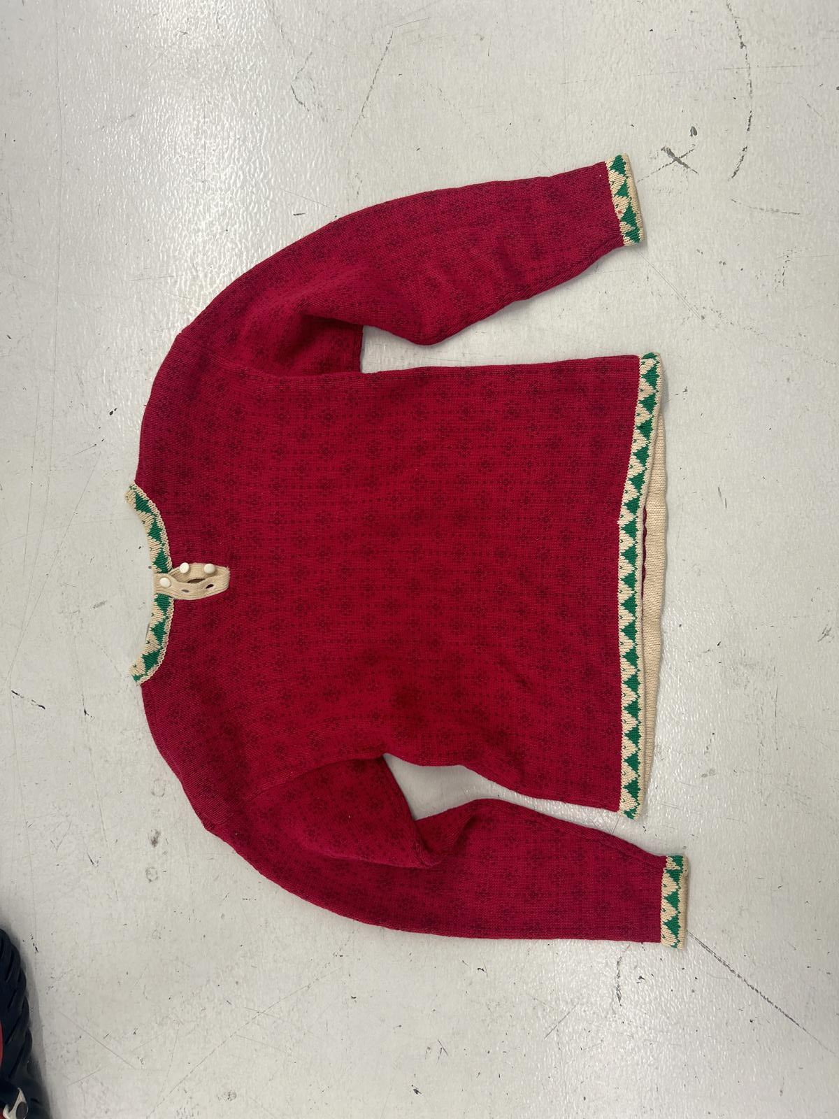 Vintage Holiday Sweater with Festive Appliqués