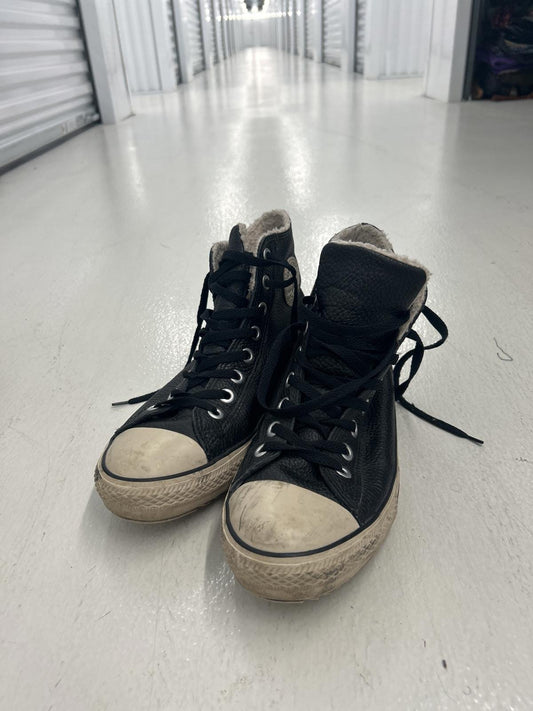 Leather Black High-Top Sneakers by Converse