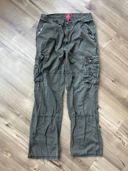 PJMARK Distressed Cargo Pants - Size 32x32 - Olive Green