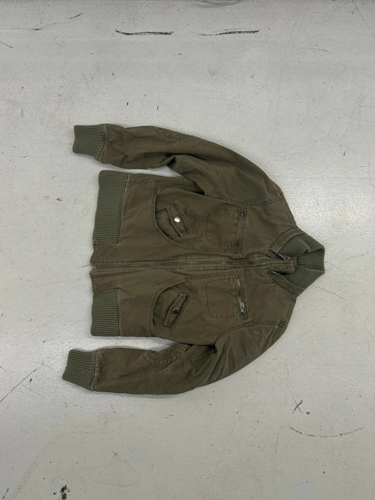 Stylish Olive Green Bomber Jacket With Multiple Pockets