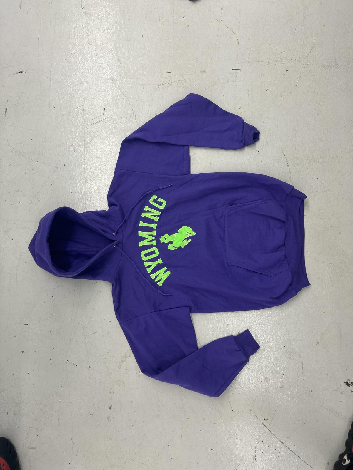 Wyoming Horse Purple Hoodie with Neon Green Graphics