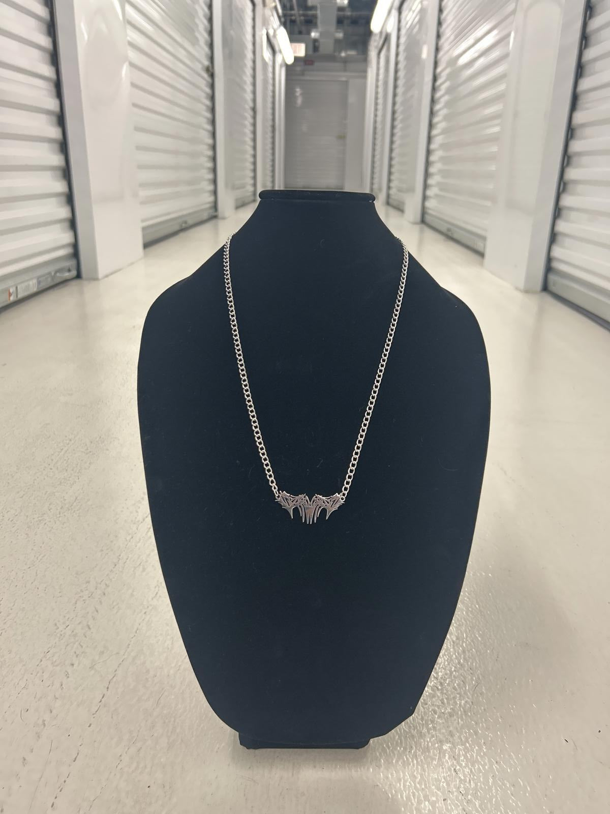 Cyber Sigil Y2K Silver Bat Pendant Necklace