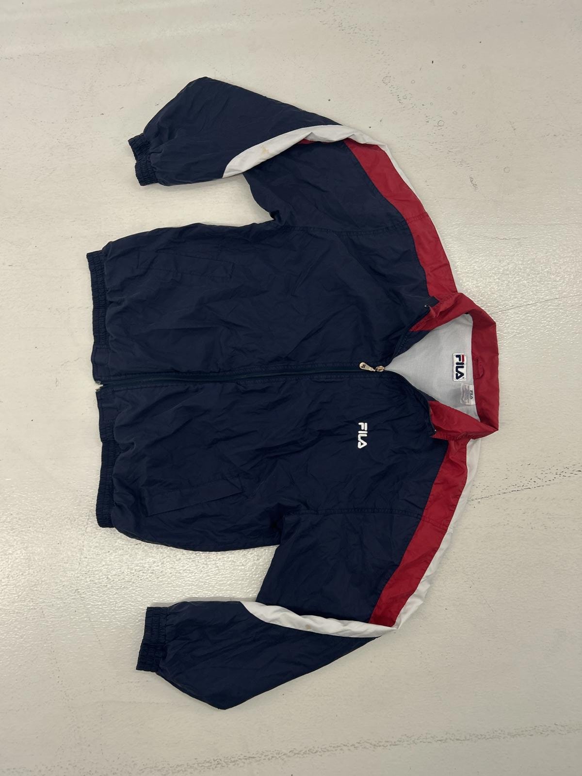 Fila Vintage Track Jacket - Classic Navy and Red Windbreaker