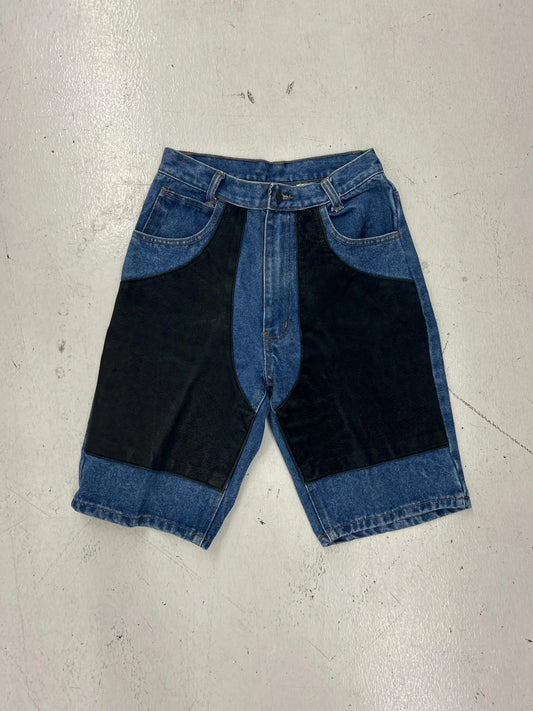 Vintage Denim Shorts With Contrast Panels