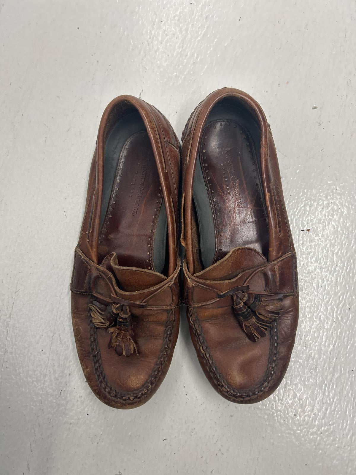 Johnston Brown Leather Moccasins with Tassels