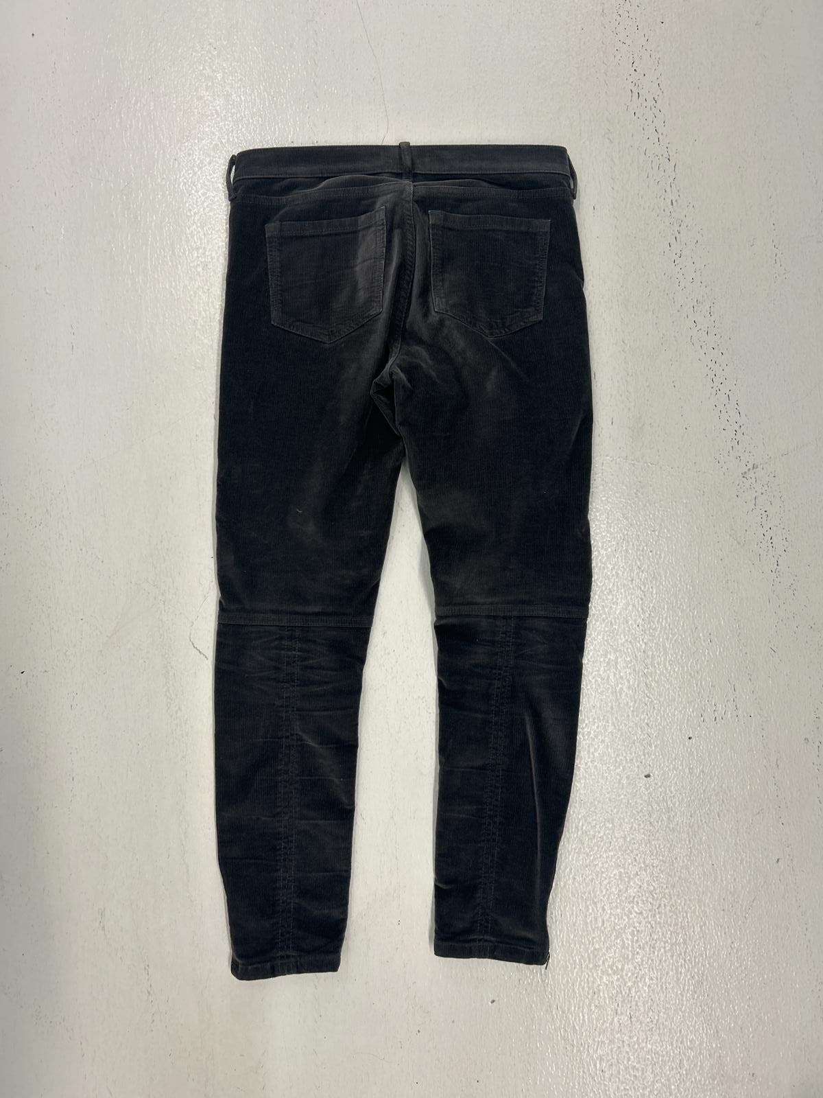 Corduroy Black Slim Fit Pants with Zipper Pockets