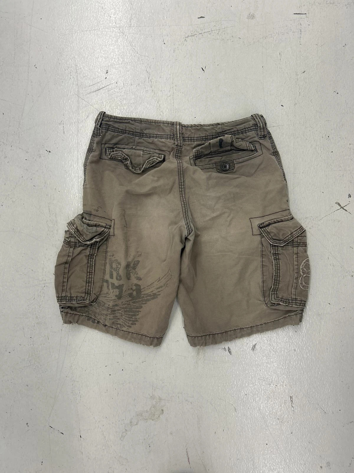 Men'S Grunge Y2k Patched Cargo Shorts - Khaki