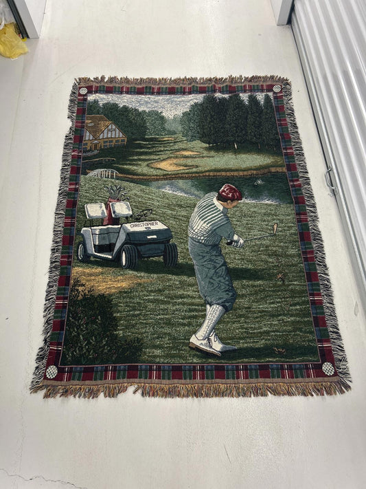 Vintage Golf Tapestry Blanket – Classic Golf Scene