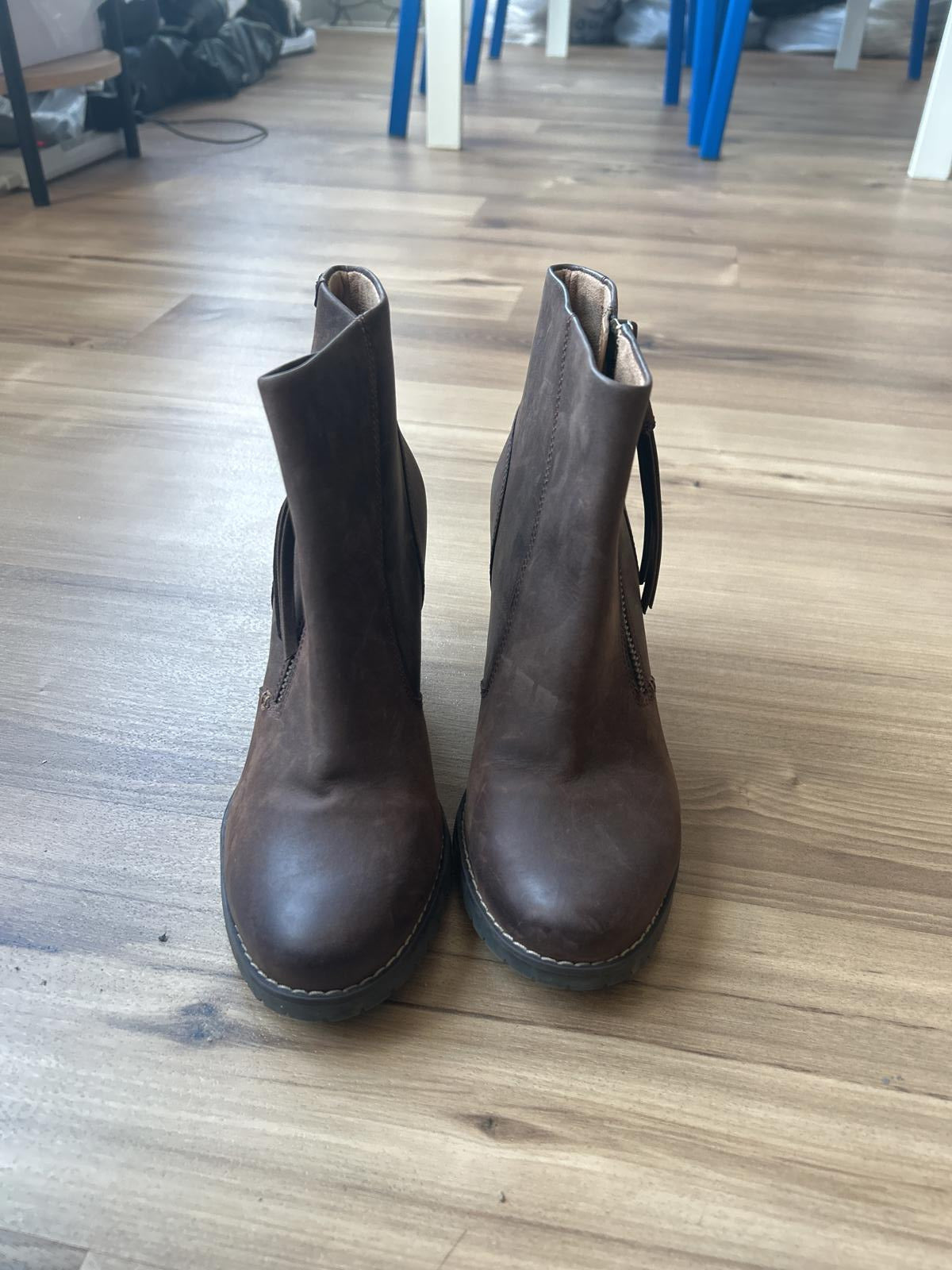 Leather Clarks Brown Heeled Ankle Boots