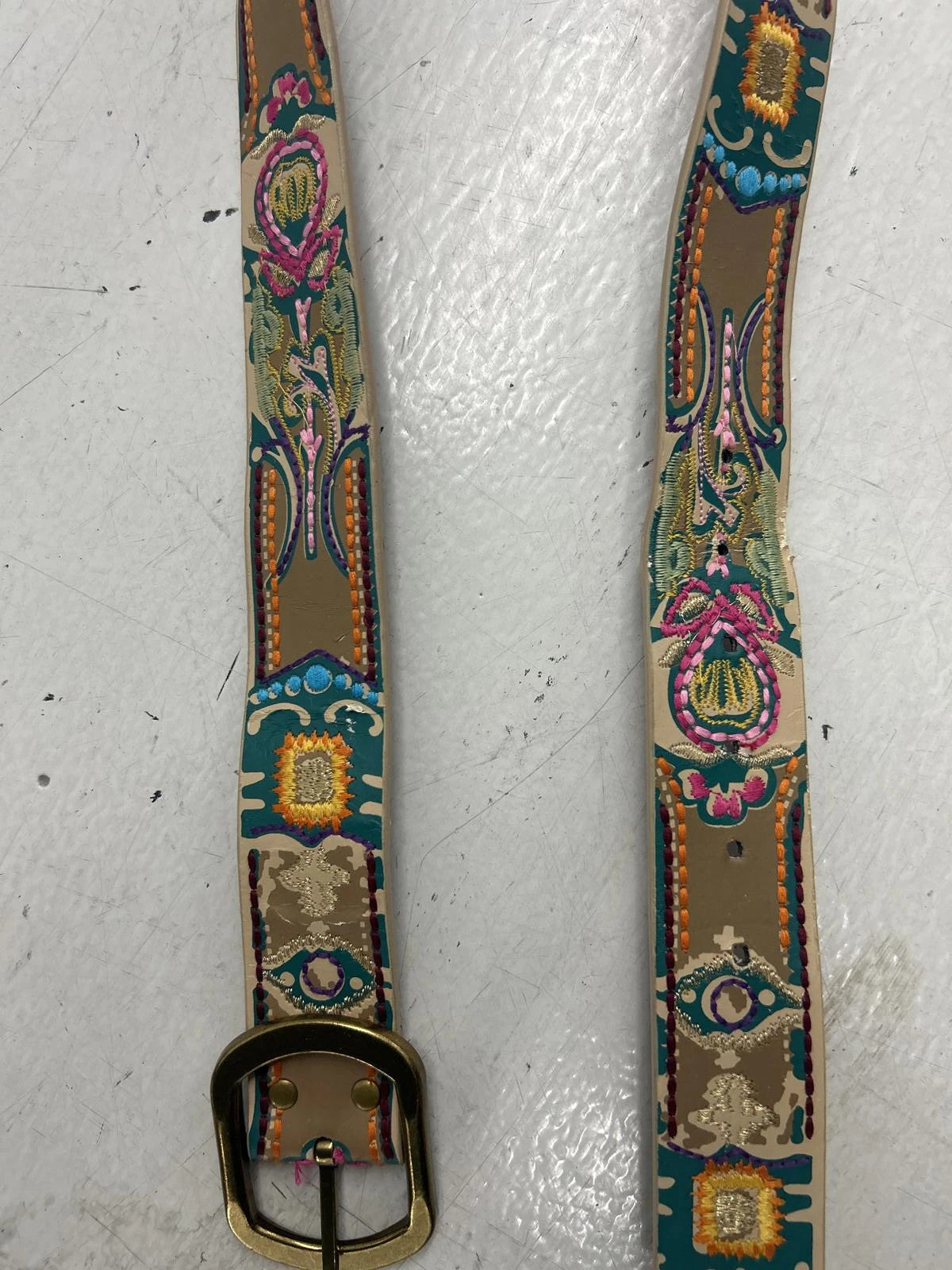 Vintage Floral Pattern Faux Leather Belt