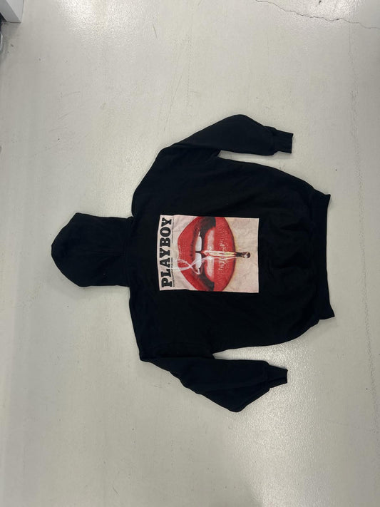 Playboy Black Hoodie with Red Lips Graphic