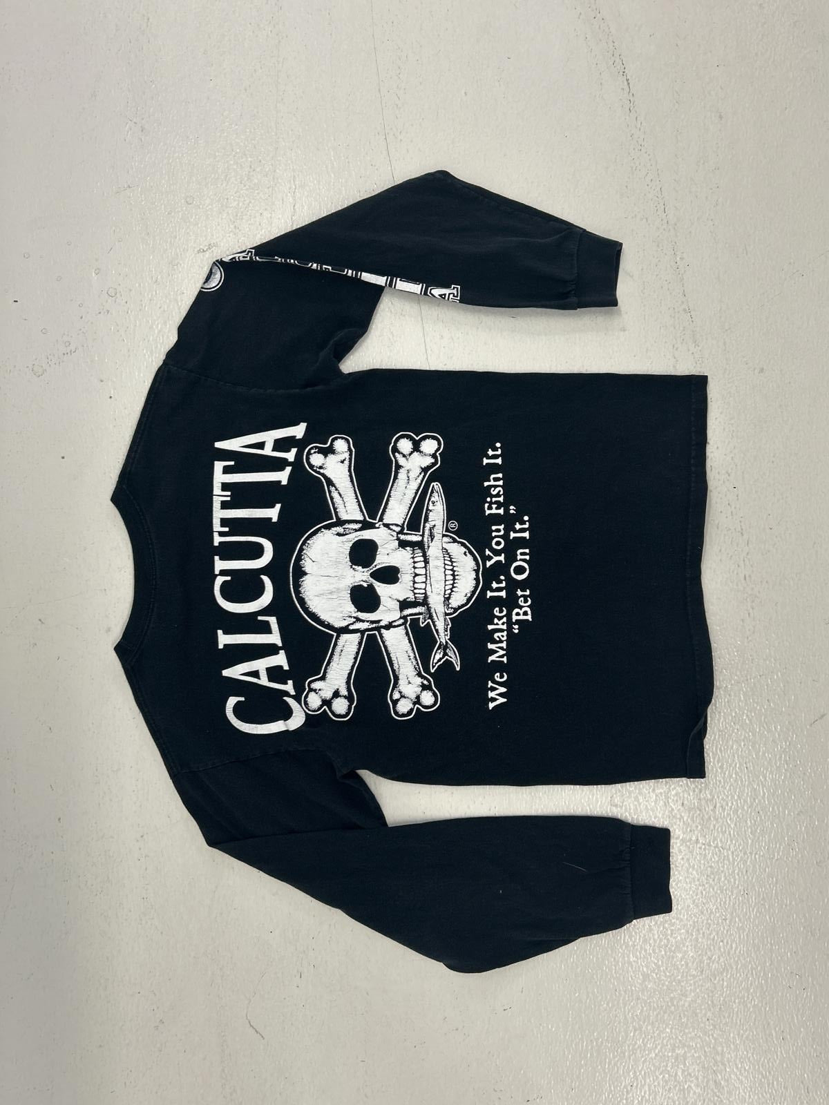 Calcutta Black L/S T-Shirt with Skull and Bones Graphic