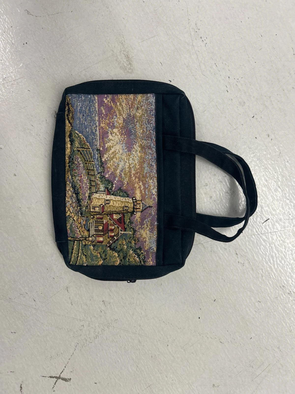 Vintage Tapestry Bag With Scenic Landscape Design