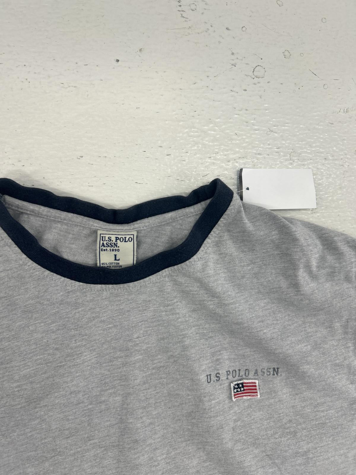 U.S. Polo Assn. Graphic Tee - Gray with Navy Trim