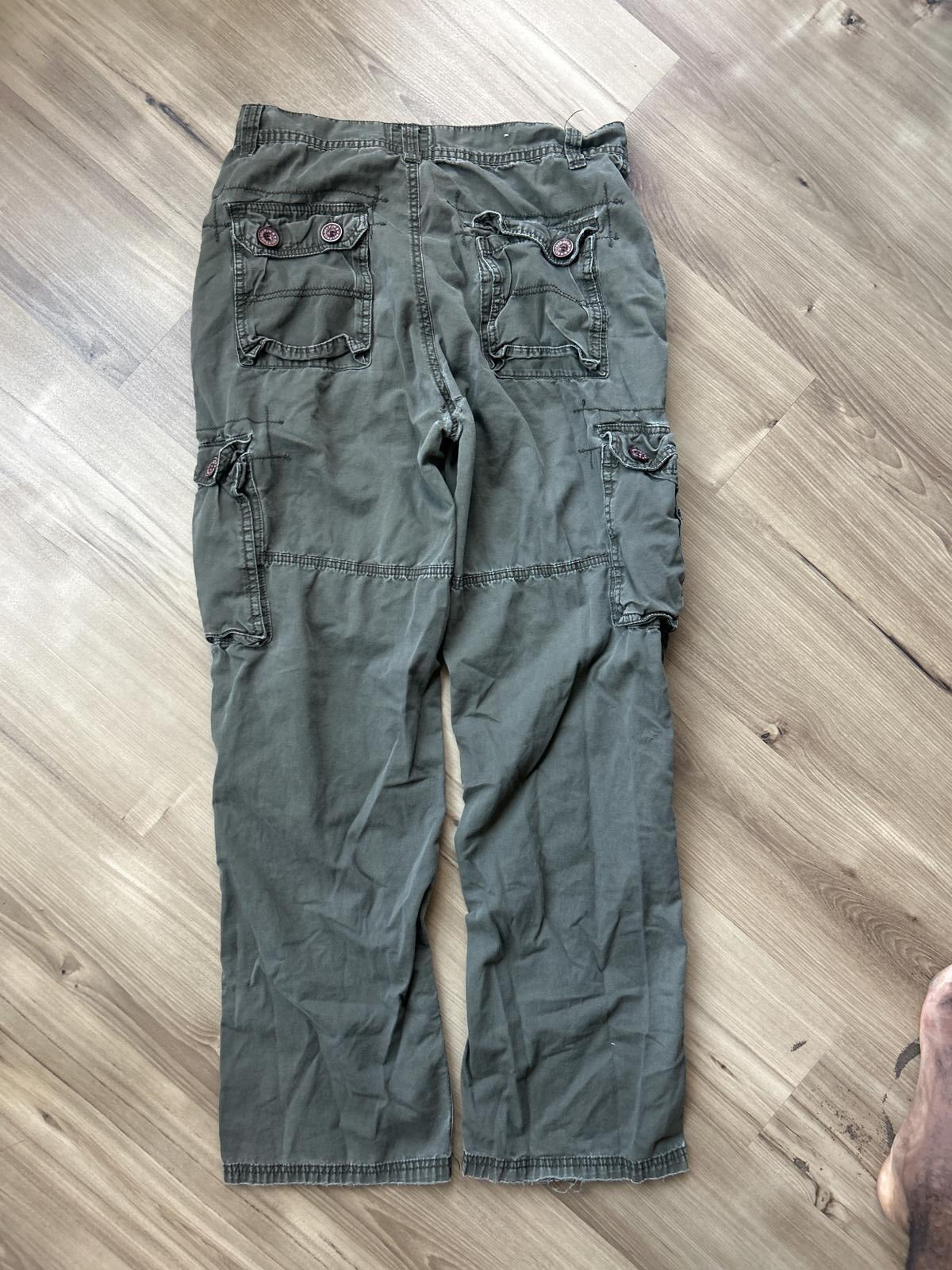 PJMARK Distressed Cargo Pants - Size 32x32 - Olive Green