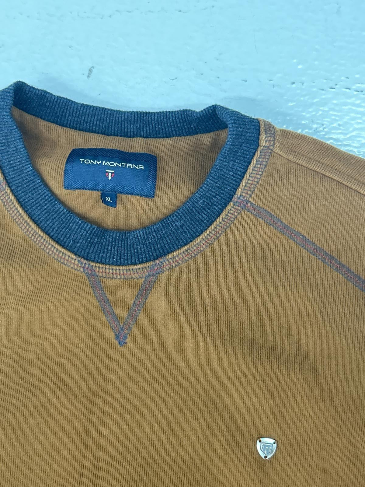 Tony Montaña Casual Crewneck Sweater - Brown & Navy