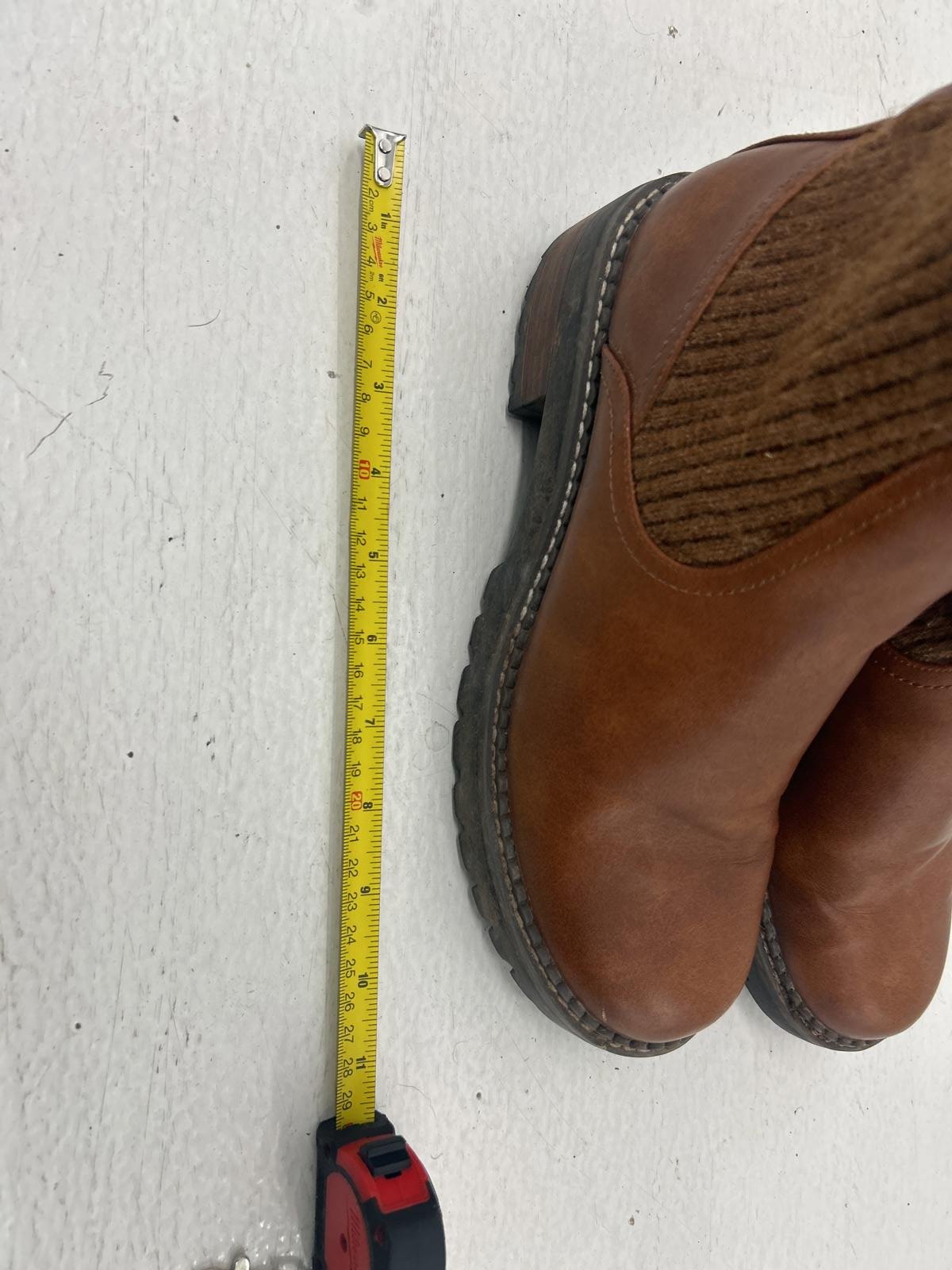 Leather Hybrid Brown Chelsea Boots with Knit Panels