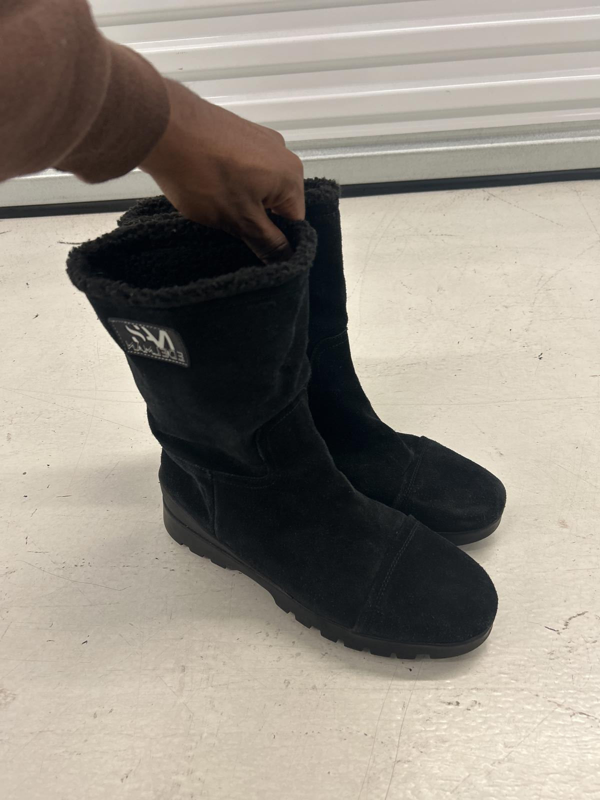 Cozy Black Suede Winter Boots - Perfect for Cold Weather