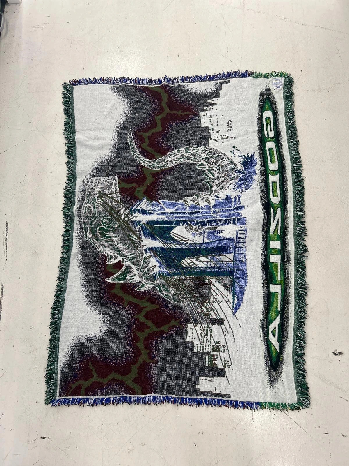 Rare 1998 Vintage Godzilla Woven Throw Blanket