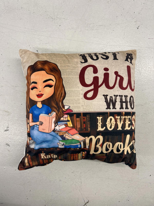 Just a Girl Who Loves Books Decorative Pillow