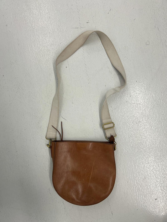 Chic Brown Leather Crossbody Bag with Canvas Strap