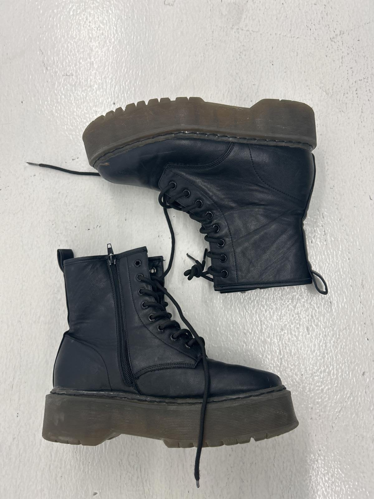 Stylish Chunky Black Combat Boots