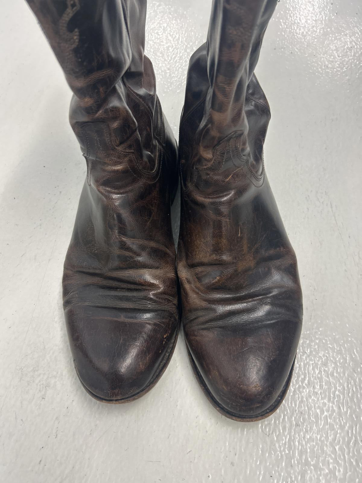 Lucchese Vintage Brown Leather Western Cowboy Boots