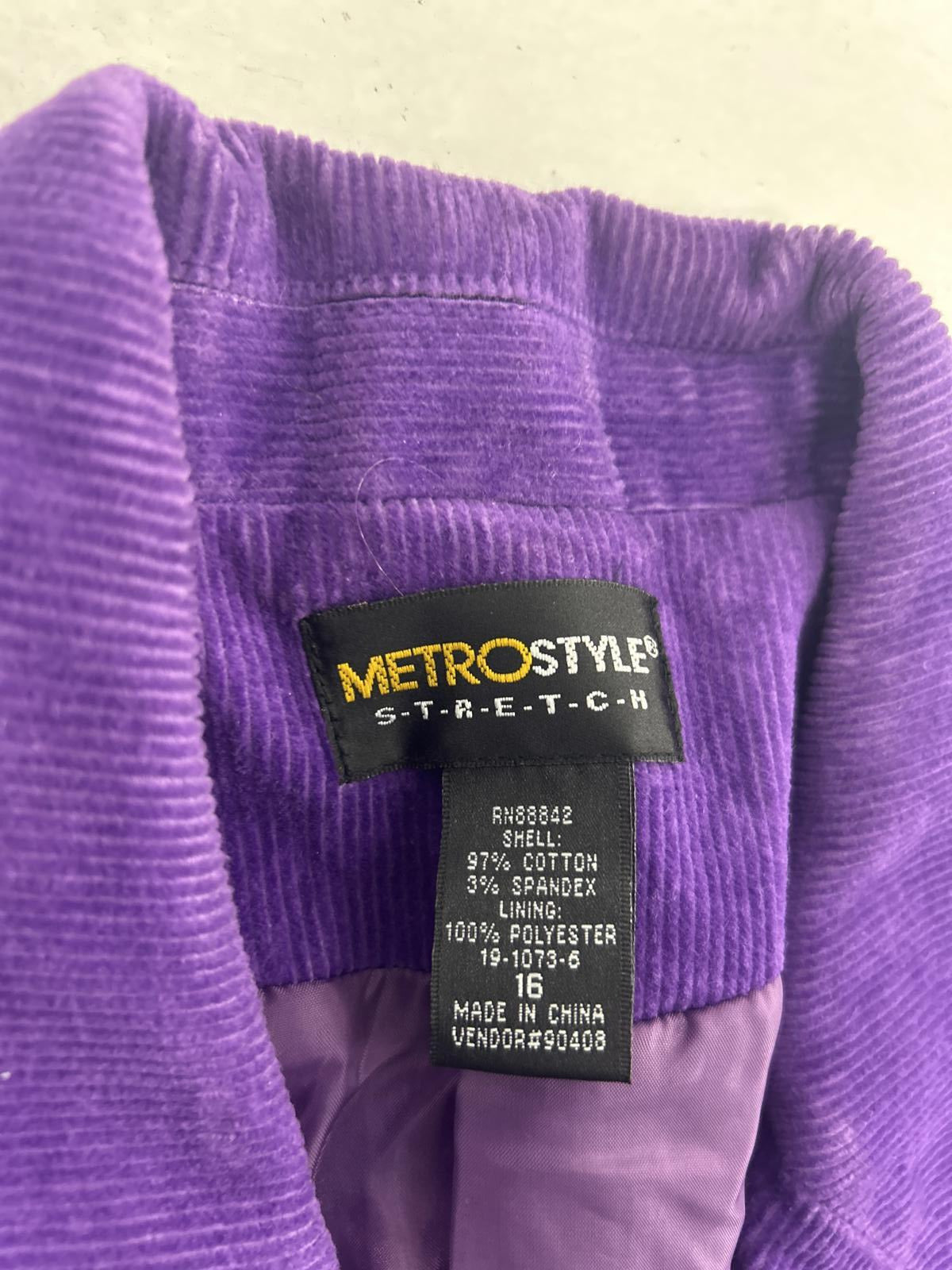 Metrostyle Purple Corduroy Blazer - Size 16