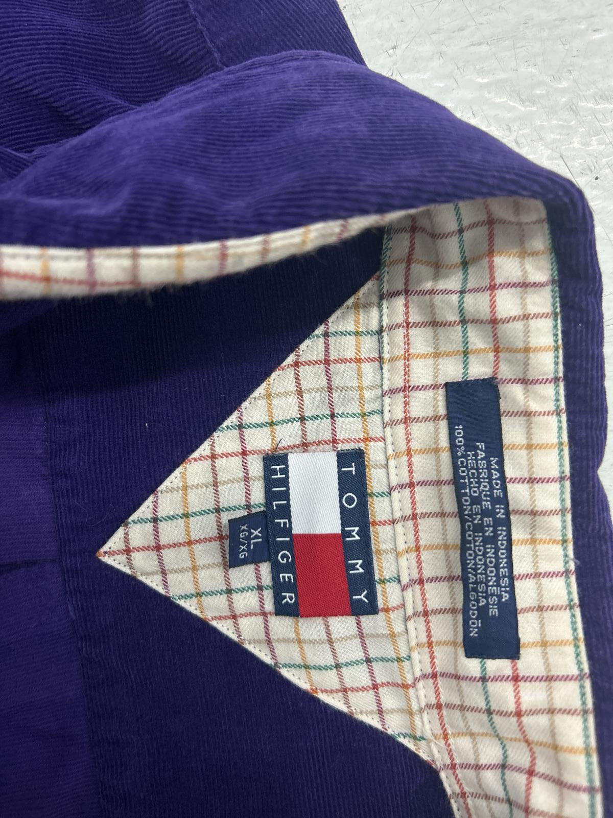 Tommy Hilfiger Men's Purple Corduroy Shirt - Size XL