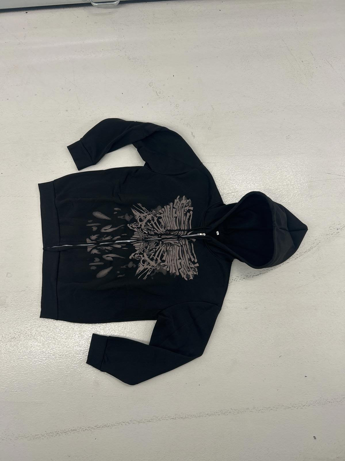 Y2K Angel Black Graphic Hoodie with Unique Design