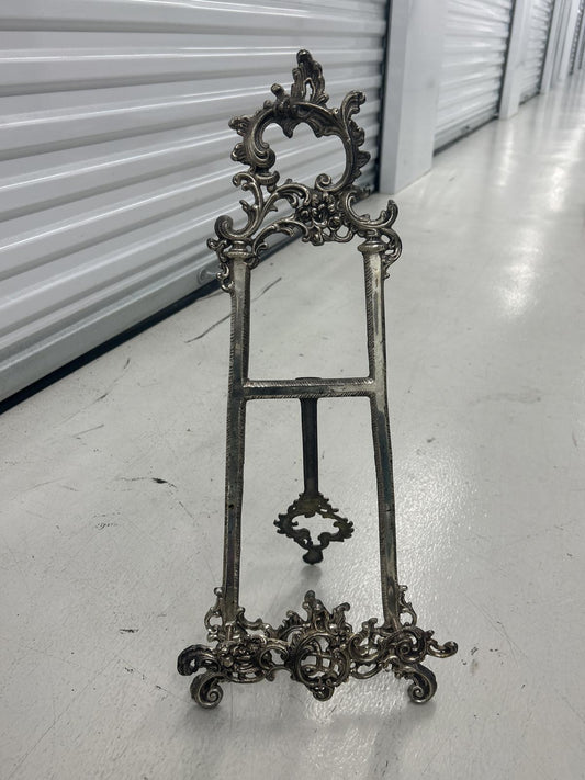 Vintage Ornate Silver Picture Frame Easel Stand