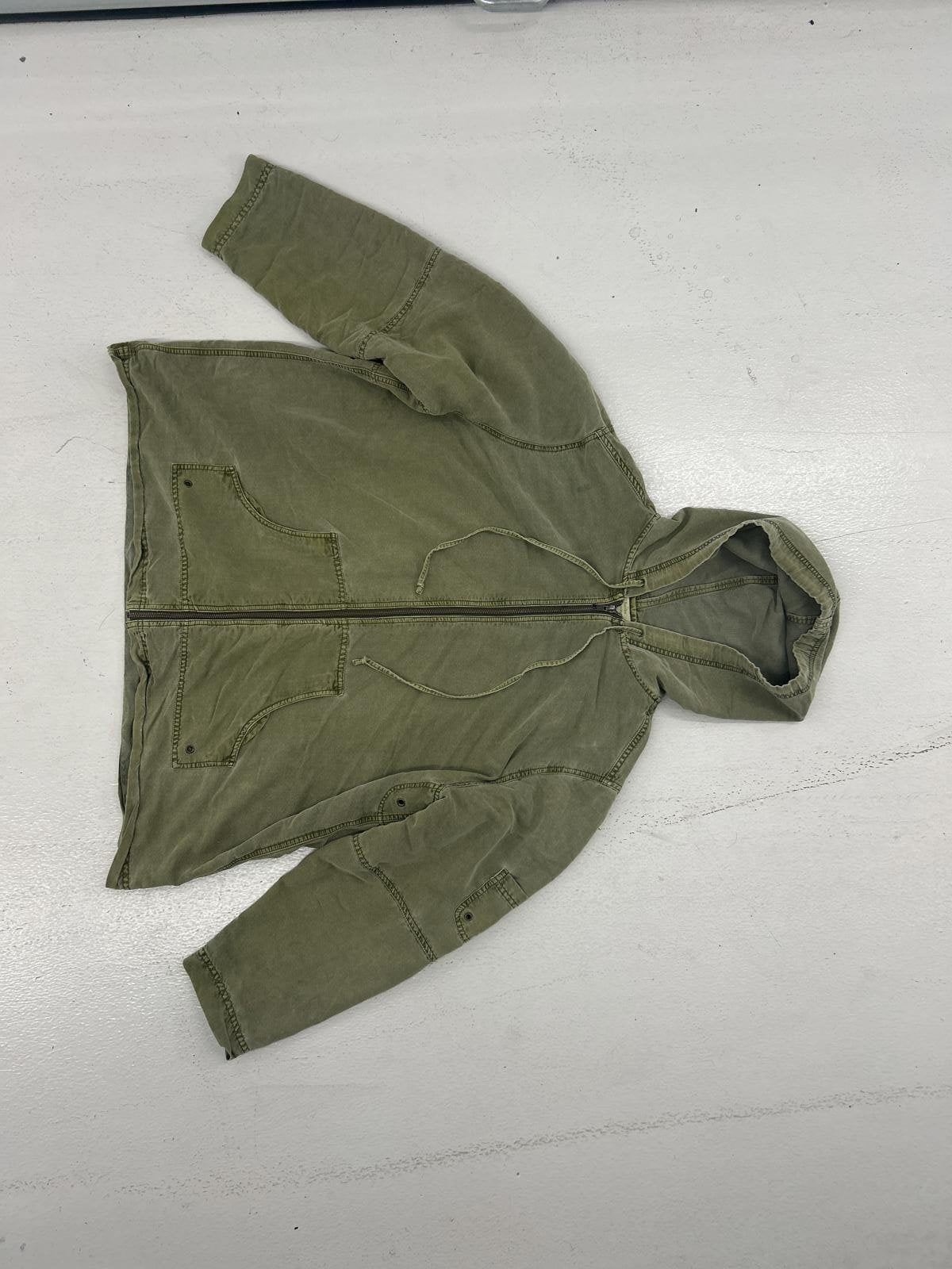 Stylish Olive Green Hooded Mili Jacket