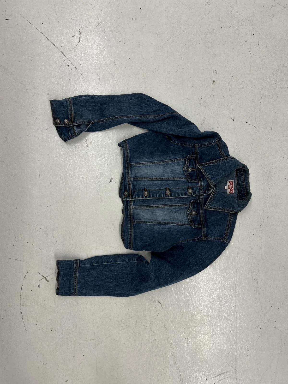 Vintage Denim Cropped Jacket With Intricate Back Design