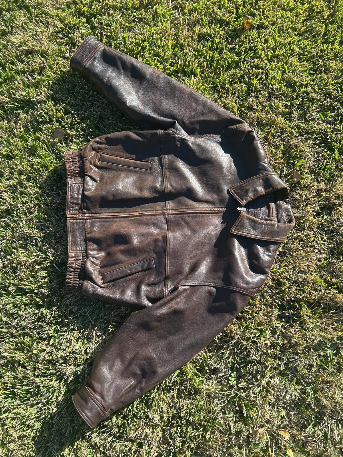 Vintage Brown Leather Bomber Jacket - Roundtree & Yorke