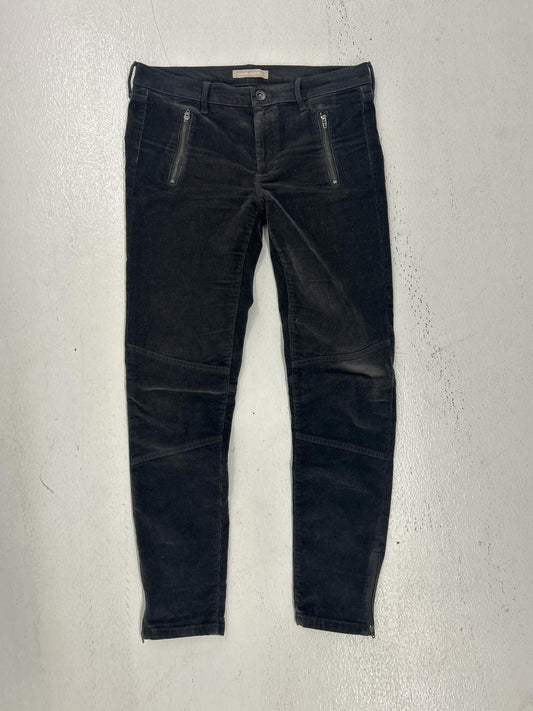 Corduroy Black Slim Fit Pants with Zipper Pockets