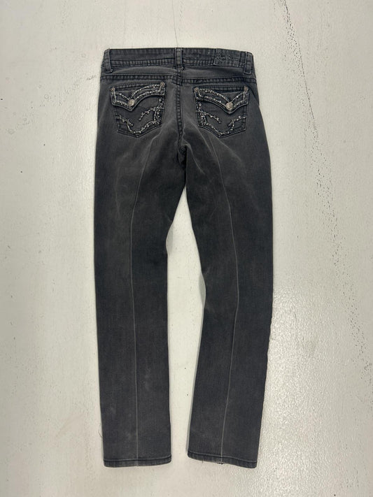 RP Black Straight-Leg Jeans with Contrast Stitching