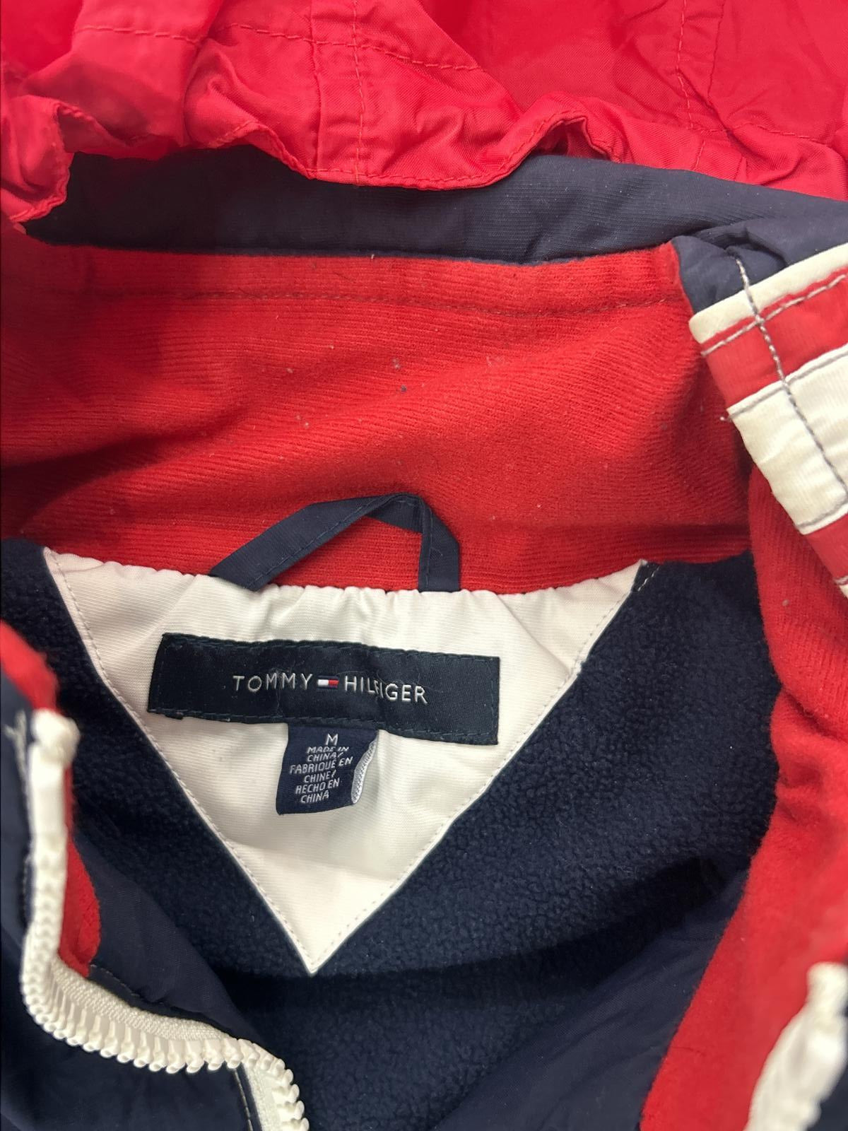 Tommy Hilfiger Men's Navy and Red Hooded Windbreaker