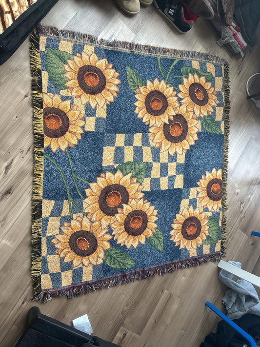 Sunflower Pattern Tapestry Throw Blanket