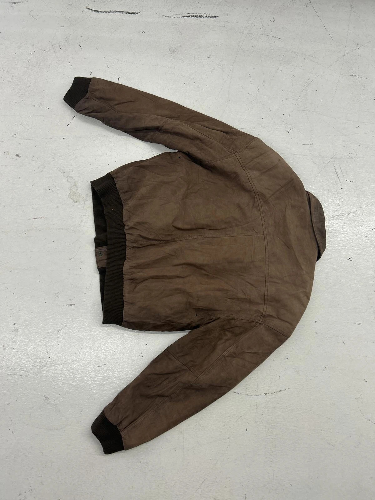 Retro Map Lining Brown Leather Bomber Jacket