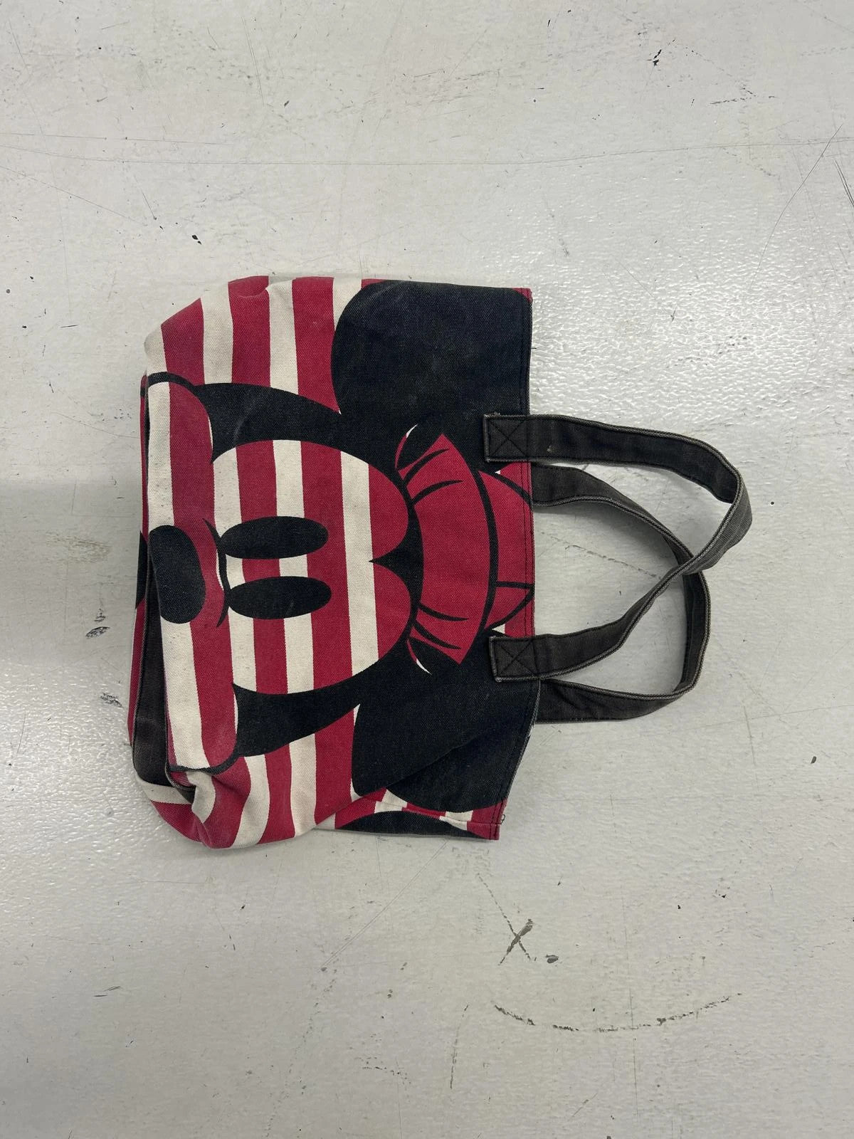 Mickey And Minnie Mouse Striped Canvas Tote Bag