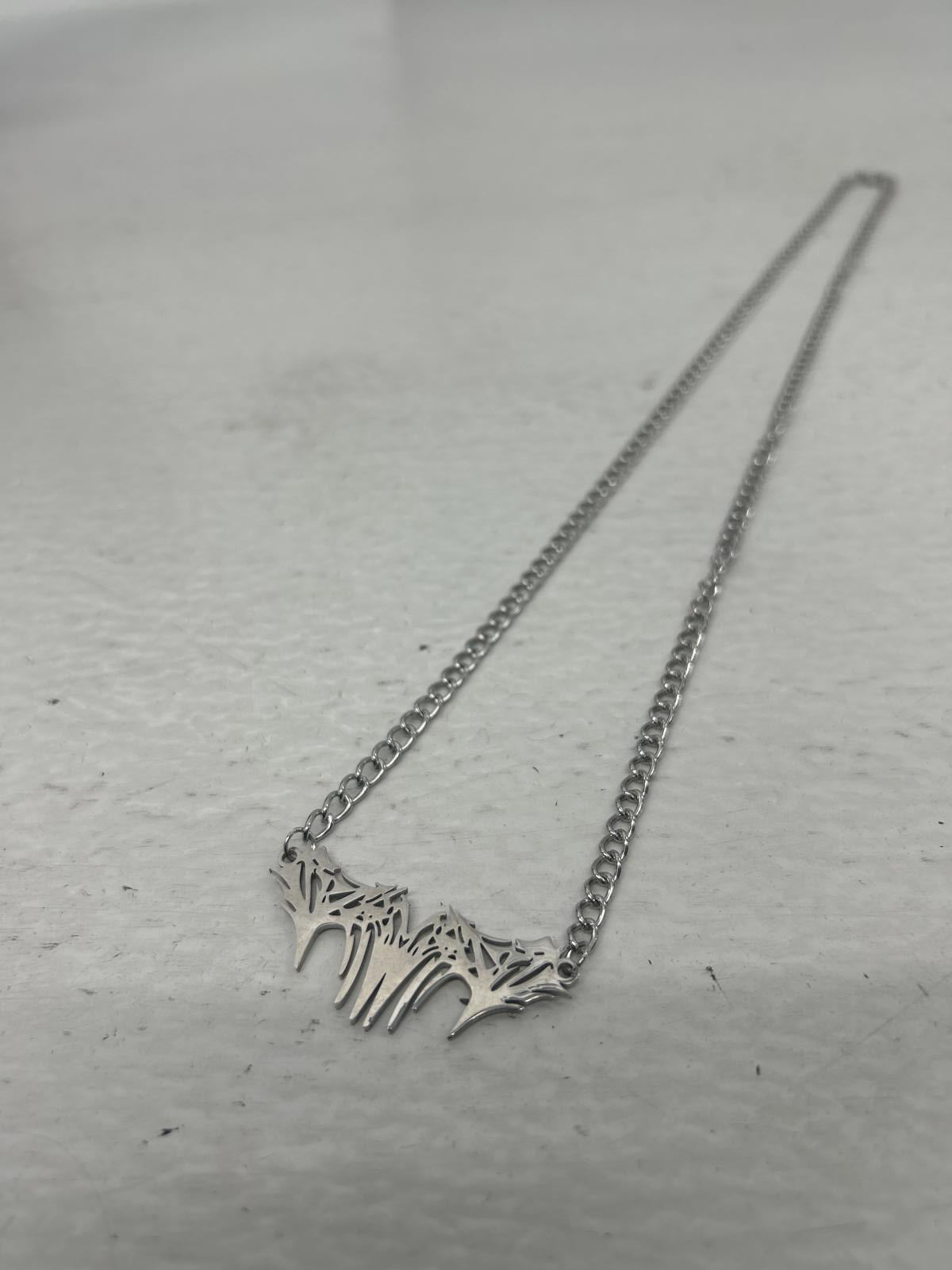 Cyber Sigil Y2K Silver Bat Pendant Necklace