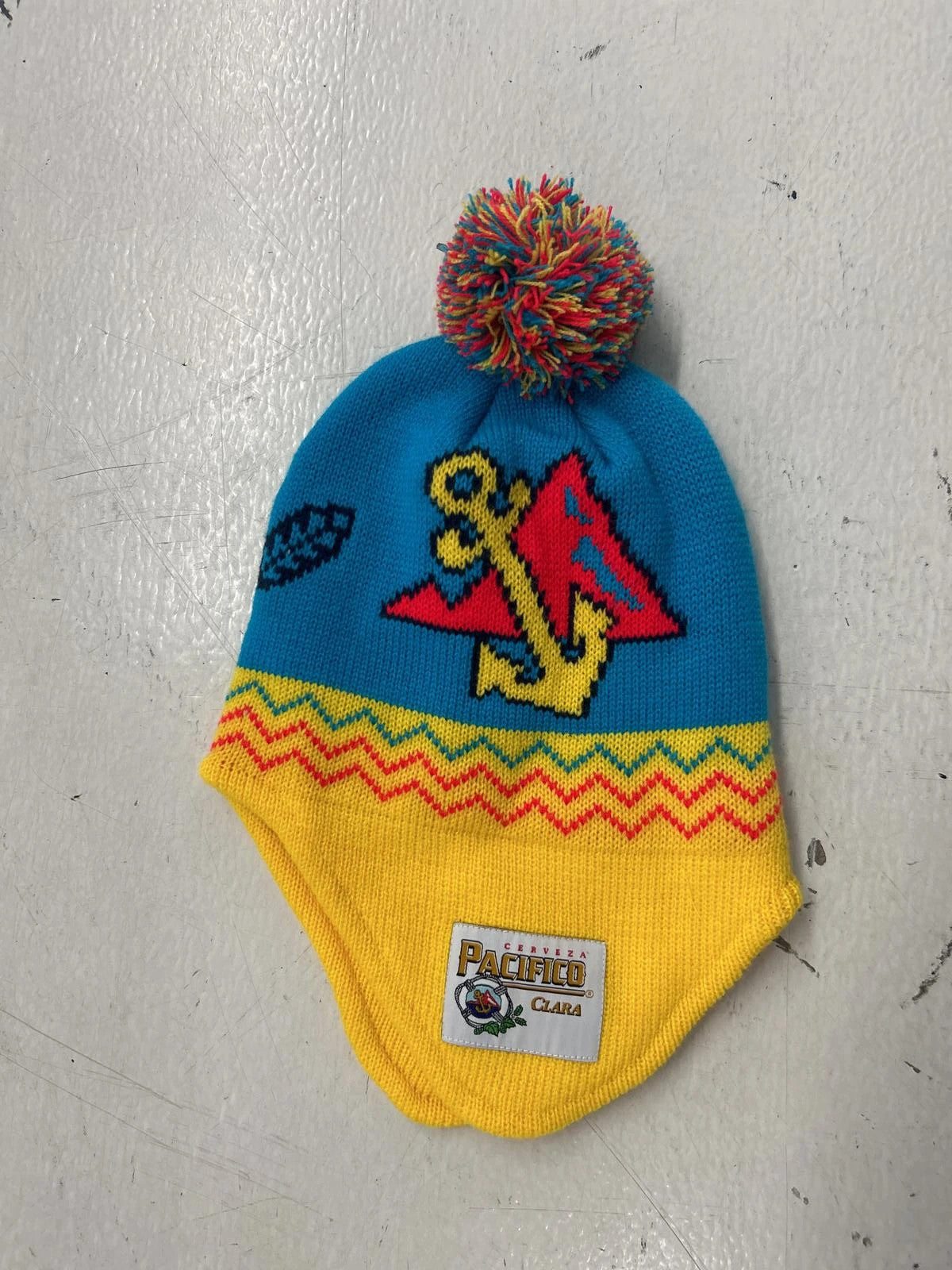 Colorful Knit Beanie With Pom Pom - Retro Style